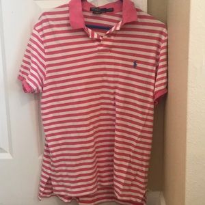 Polo Ralph Lauren pink and white striped shirt